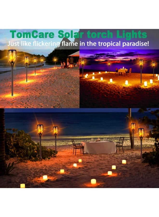 TomCare Solar Flame Torch Lights Outdoor – 43 Inch Waterproof Solar Garden Lights with Realistic Flickering Flame, 96 LED Dusk to Dawn Auto On/Off Landscape Pathway Lighting for Patio, Yard, Driveway & Walkway - Image 2
